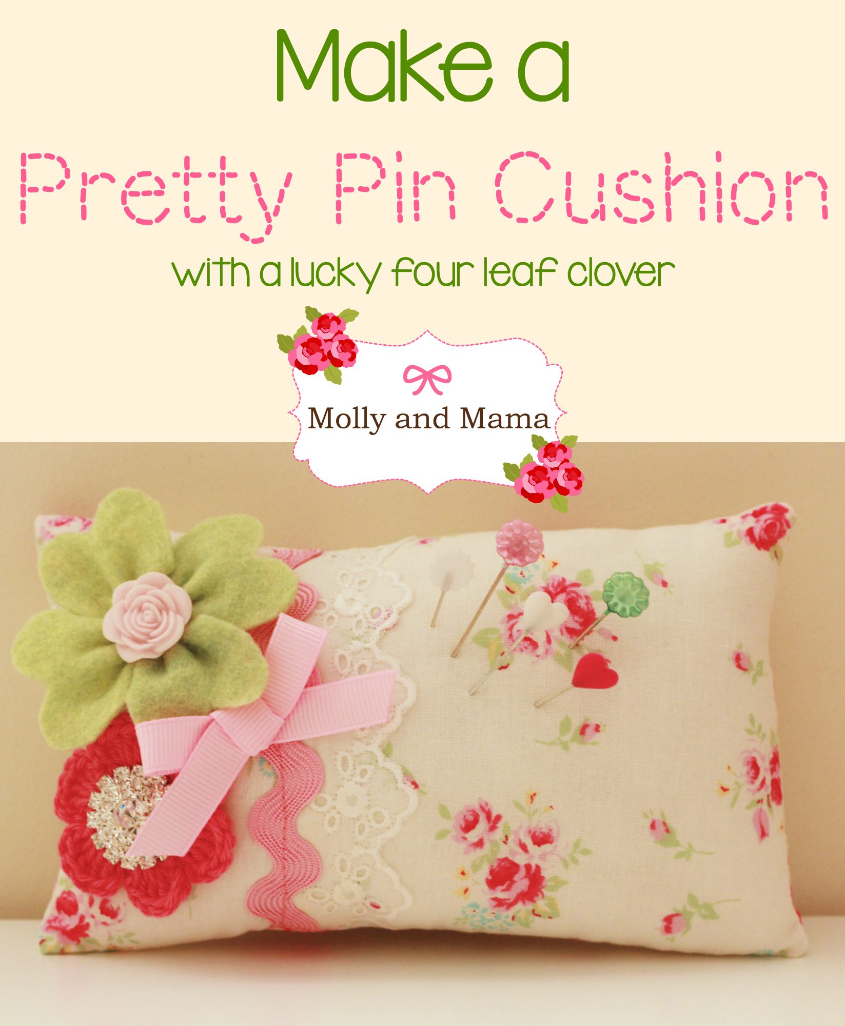 Make a Pretty Pin Cushion with a Lucky Four-Leaf Clover