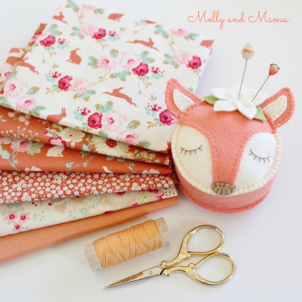 Peaches and Cream tilda fabrics with Fifi Fox