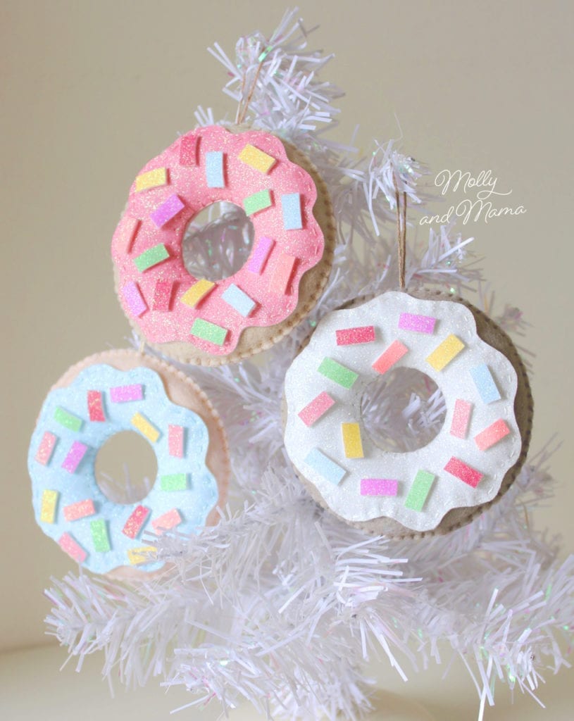 hanging felt donut ornament tutorial from Molly and Mama