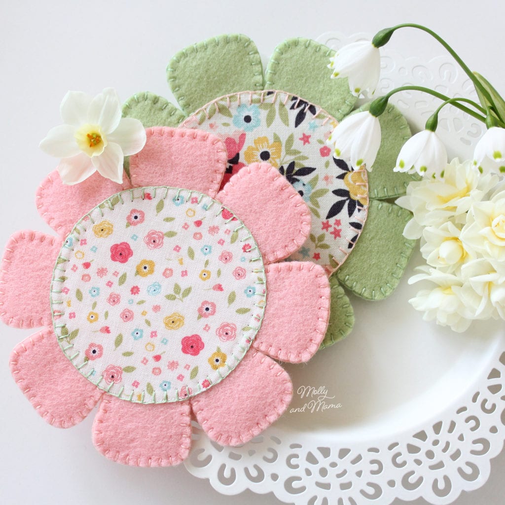 Sew a Felt Flower Coaster - Molly and Mama