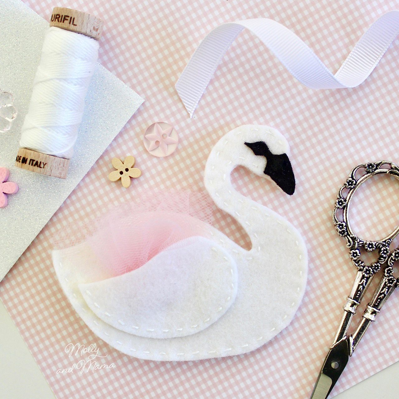 Sew A Felt Swan Hair Clip - Molly and Mama