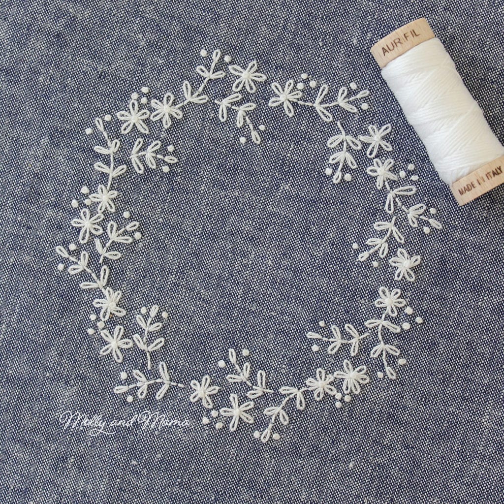 Free Embroidery Wreath Pattern - Aurifil Artisan Challenge - Molly and Mama