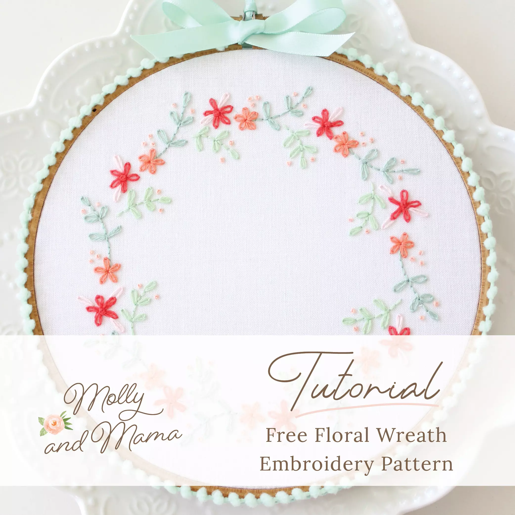 Free Embroidery Wreath Pattern - Aurifil Artisan Challenge - Molly