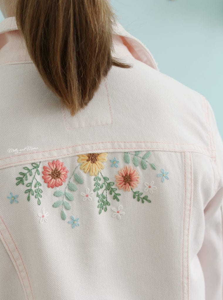 Floral embroidered denim jacket- one year in the making