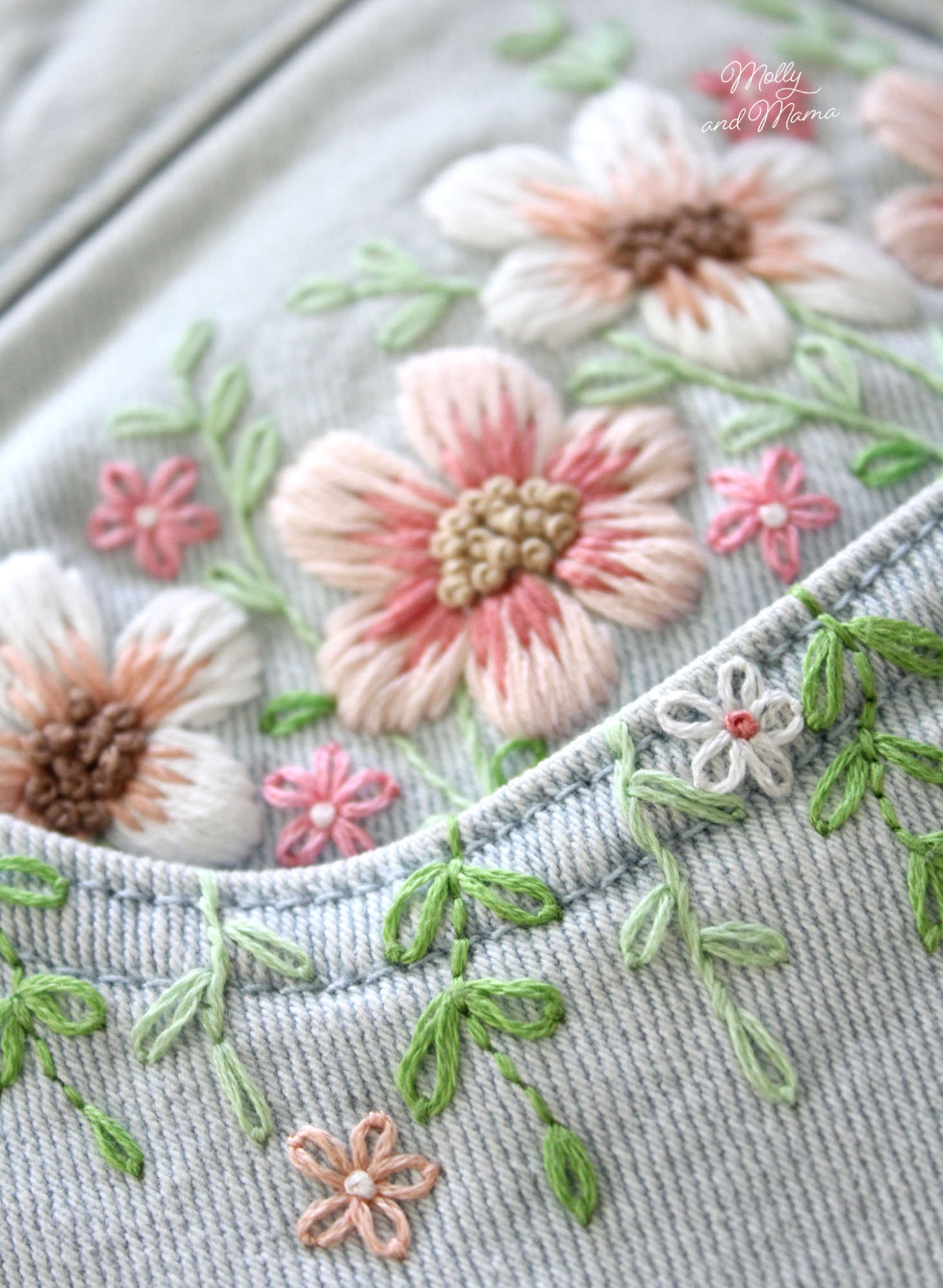 Jeans Embroidery Kit: Daisies and Bee 