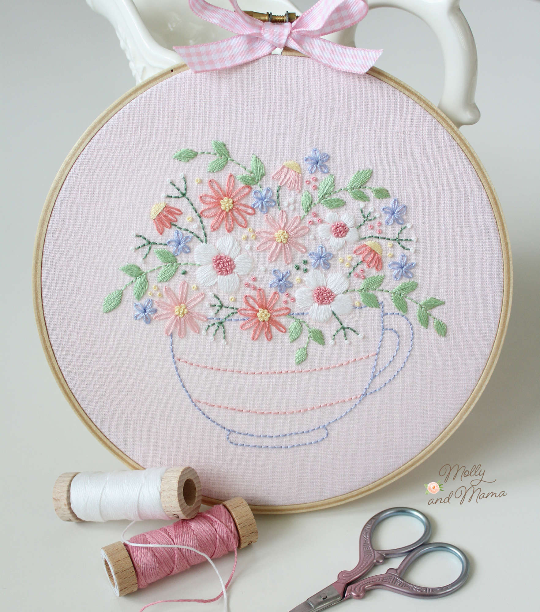 DIY Embroidery Kit for Beginners Flower Pattern Cross Stitch Needlework+Hoo