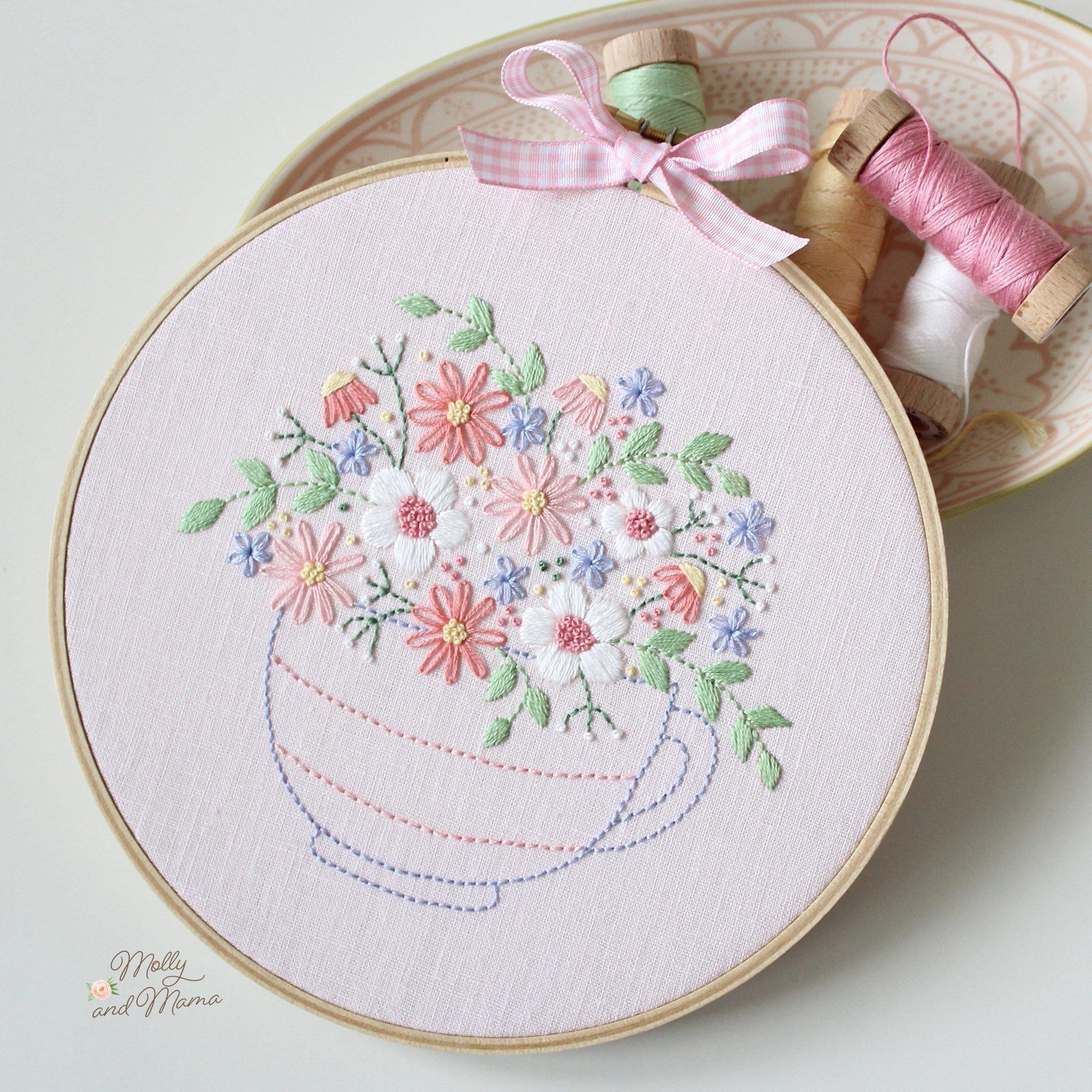 DIY Embroidery Kit for Beginners Flower Pattern Cross Stitch Needlework+Hoo