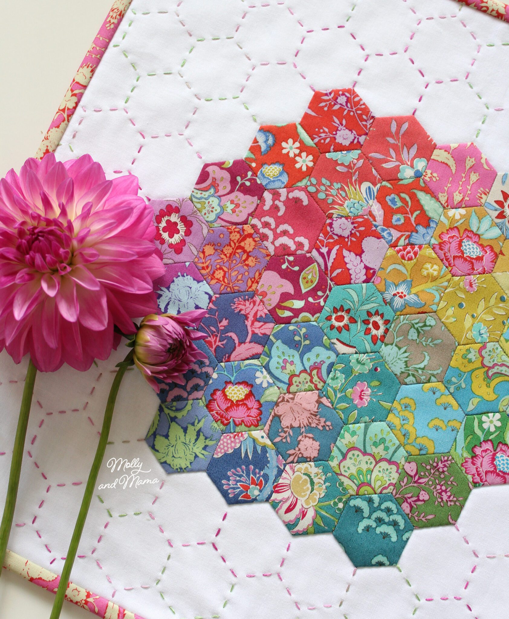 Tilda Bloomsville and the Hettie Hexie Mini Quilt - Molly and Mama