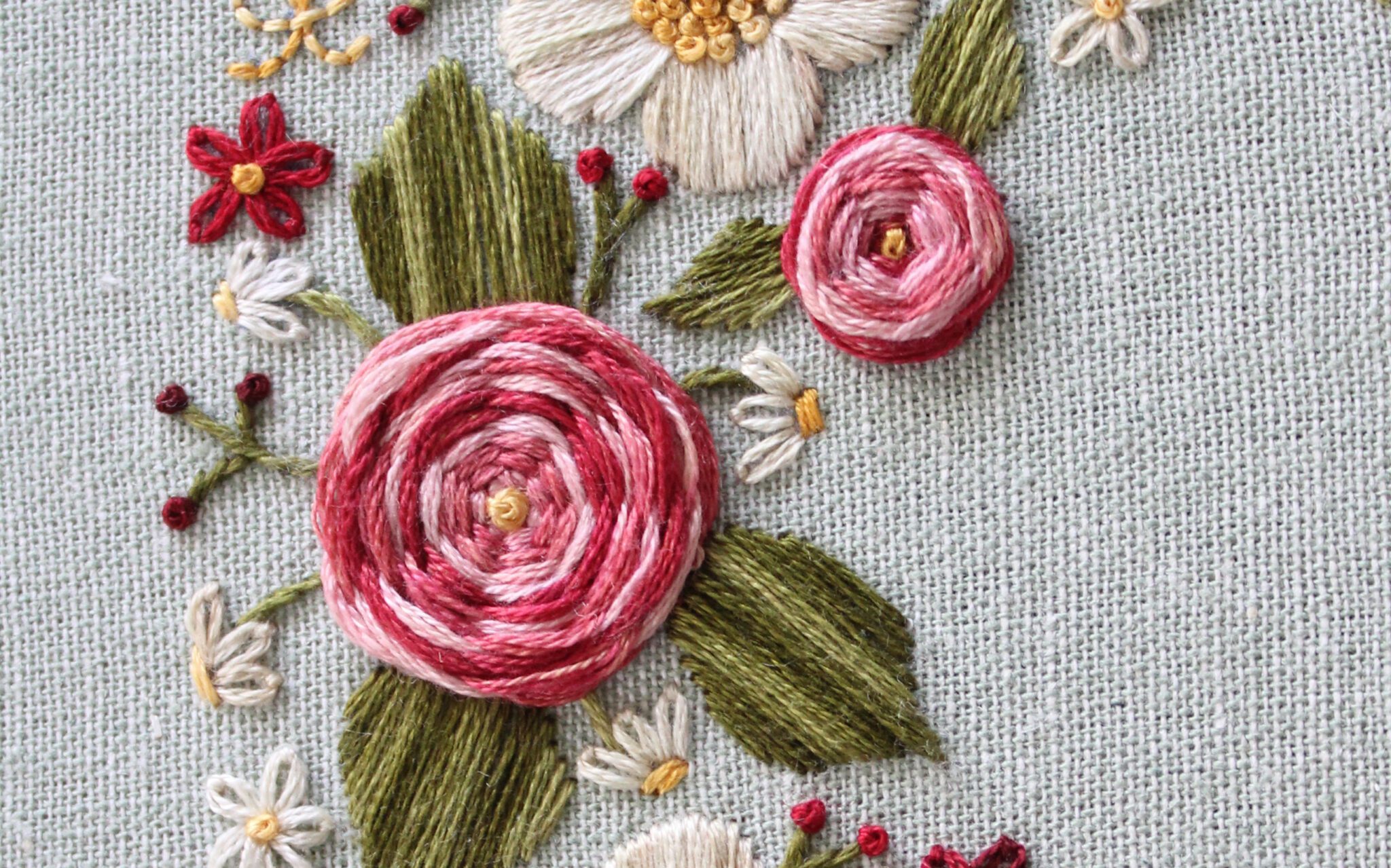 Flower embroidery day 5: satin stitch flower